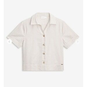 Cozy Earth Shirt Womens Medium‎ Coastal Comfort Button Up Gingham Linen Tencel M